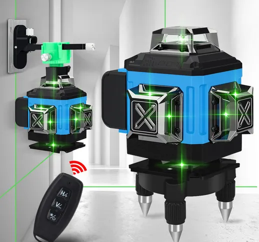 Livello laser 4D 360° 12 linee Croci rotanti automatiche Livello di controllo remoto + Bas...