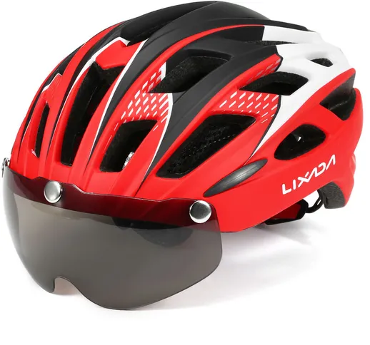 Casco da ciclismo traspirante con occhiali magnetici Donna Uomo Leggero casco di sicurezza...