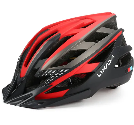 Lixada Casco da ciclismo traspirante con visiera parasole Riflettore posteriore sicuro Don...