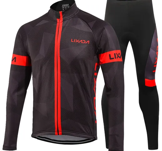 Set di abbigliamento da ciclismo in pile termico invernale da uomo Set manica lunga in jer...