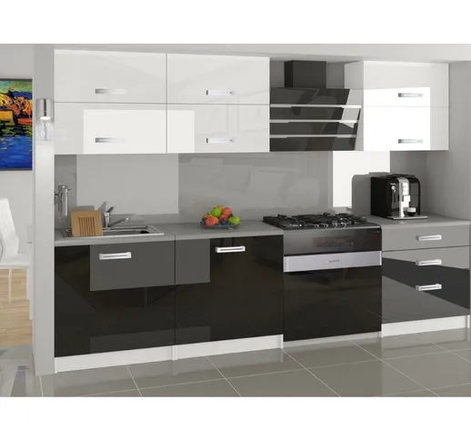 Loft Cucina Componibile Lineare Componibile l 180 cm 6 pz Piano di lavoro incluso Set di m...