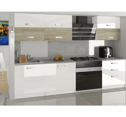 Loft Cucina Componibile Lineare Componibile l 180 cm 6 pz Piano di lavoro incluso Set di m...