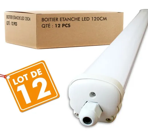 Set di 12 scatole LED impermeabili 120cm 36W IP65 | Température de Couleur: Bianco neutro...