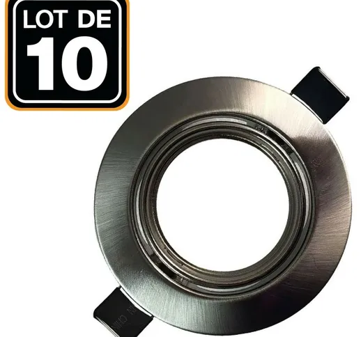 Confezione da 10 staffe di montaggio per led rotonde in alluminio spazzolato - Diametro 90...