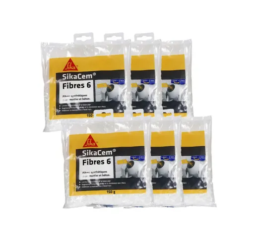 Sika - Lotto di 6 microfibre sintetiche Cem - Per calcestruzzo e malta - Fibra 6 - 150 g -...