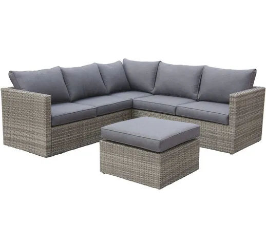 Lounge - Salotto da giardino in alluminio e polyrattan con divano 2 posti + divano 3 posti...