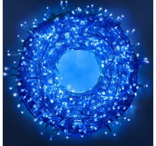 Luccika Crylight stringa serie 300 luci di Natale a led blu 24 mt con 8 giochi cavo traspa...