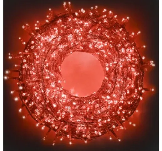 Luccika Crylight stringa serie 300 luci di Natale a led rosso 24 mt con 8 giochi cavo tras...