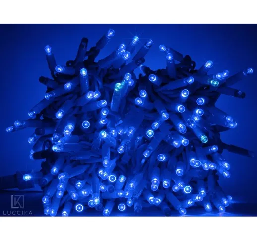 Luccika stringa catena 10 metri serie 100 luci di Natale a Maxi Led Blu con Flash Bianco G...