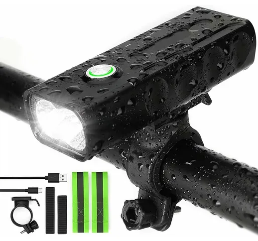 Luce anteriore per bicicletta a LED Luce per bicicletta ricaricabile USB ad alta luminosit...