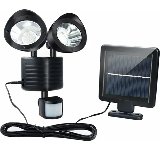Soekavia - Luce di sicurezza solare per esterni a 22 LED, impermeabile IP65, 20LM, regolab...