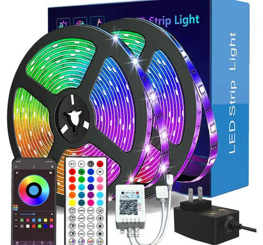  - Luce led Bluetooth, striscia luminosa led rgb 2x5M (10M), controllata dall'app per smar...