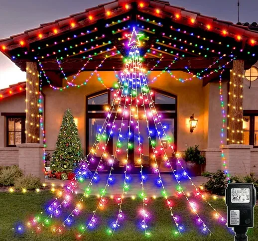 Luce natalizia Ghirlanda Stella 315 LED Luce per albero di Natale 8 modalità IP44 per albe...