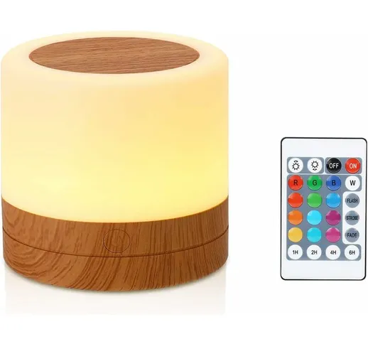 Qersta - Luce notturna, mini lampada da comodino multicolore a 360°, lampada notturna rica...