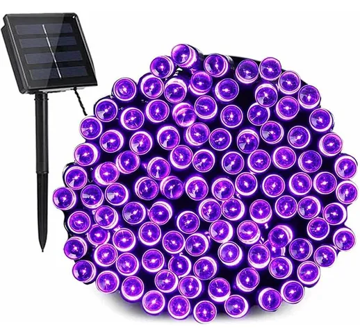 Luci di natale catena luminosa 22 metri con pannello solare 8 0re di autonomia tipo: viola
