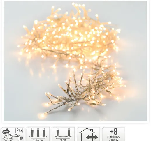 Luci Di Natale Ghirlanda 3000 Led Bianco Caldo 8 Giochi Di Luce Esterno Albero Interno