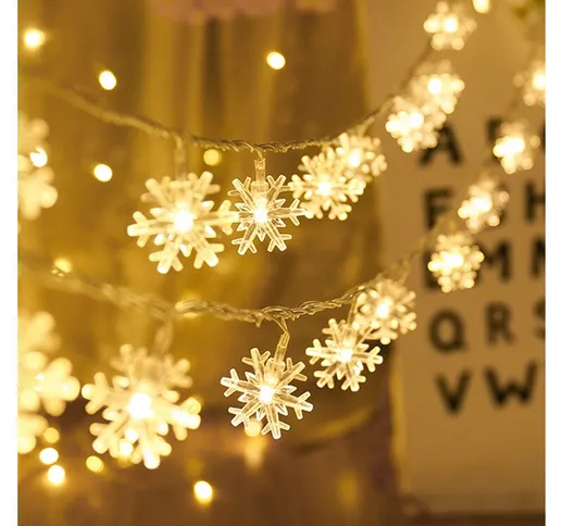 Luci fatate con fiocchi di neve - Luci fatate a LED Natale, luci fatate a batteria luce bi...