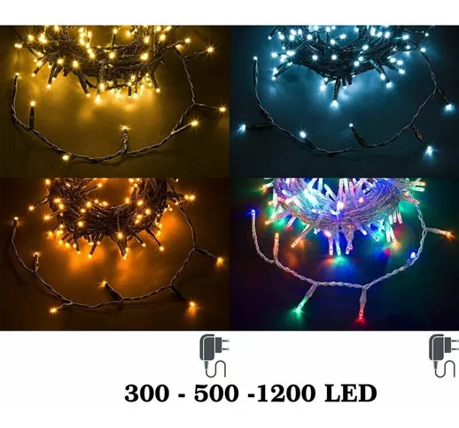 Luci Led per Albero di Natale Luce Fredda Calda Multicolor da 300 500 1200 - Temperatura d...