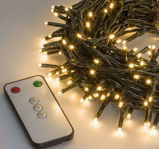 Luci di natale catena a led con telecomando per interno ed esterno addobbi natalizi ø 5 mm...