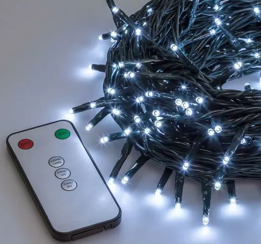 Luci di natale catena a led con telecomando per interno ed esterno addobbi natalizi ø 5 mm...