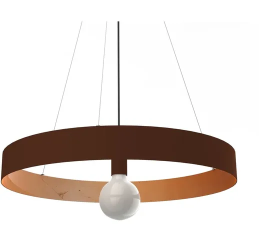 Lumicom - halo Sospensione, 1X E27, max 42W, metallo, marrone corten/foglia rame, D.60cm