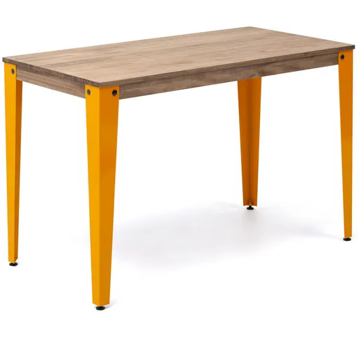 Lunds Study Table 120x60x75cm Legno giallo effetto vintage stile industriale Box Furniture