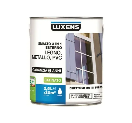 Smalto 3 in 1 satinato all'acqua 2,5 lt blu ral 5015 - Luxens