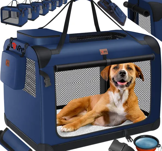 Trasportino per cani - box per cani pieghevole incl. borsa per il trasporto e ciotola - bo...