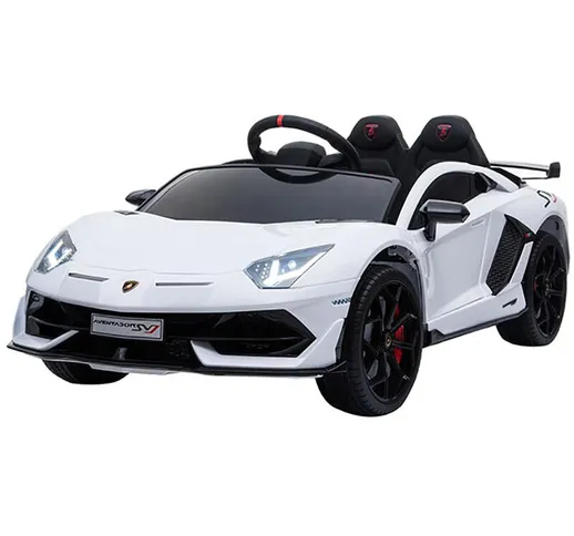 Macchina Elettrica per Bambini Lamborghini Aventador 12V 2 Posti Bianca Verde