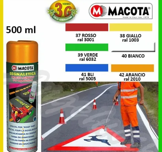  SEGNALETICA vernice spray per segnaletica stradale - 500 ML - 6 TINTE Colore - Arancione