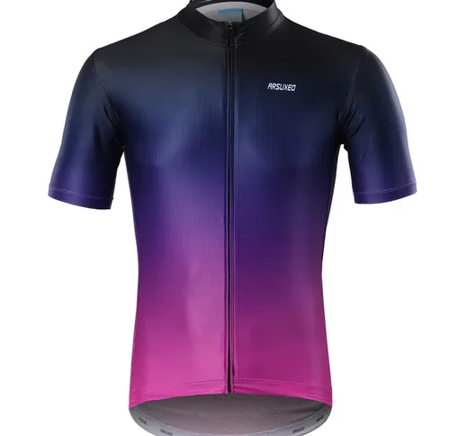 Maglia da ciclismo da uomo a maniche corte Maglia da bici da bicicletta estiva traspirante...