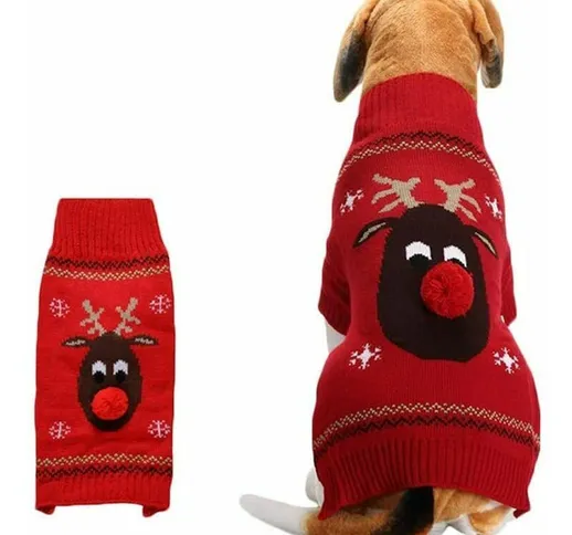 Maglione per animali domestici di Natale Maglione caldo Cane Gatto Naso rosso Cervi Vestit...