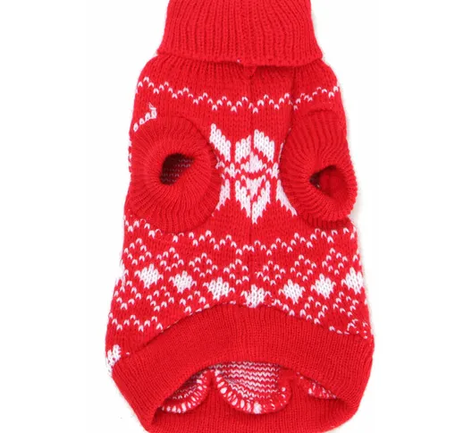 Insma - Cappotto in maglia lavorato a maglia per vestiti da cane rosso inverno XS