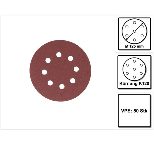  Disco abrasivo G120 125 mm / velcro- 50 pz. ( P-43664 ) per DBO BO DCW DWE GEX PEX SXE BO...