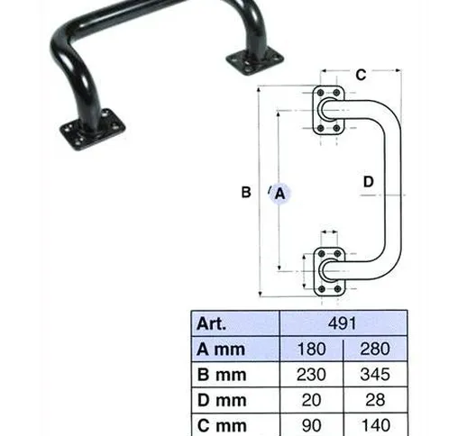 Maniglie Per Portoni Scorrevoli 491 Tubolare Piegati Mm. 180 Cf.10Pz