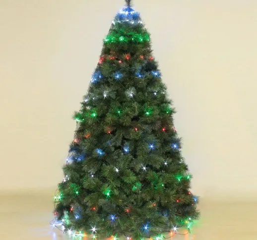 Mantello 288 luci a led multicolore rgb per albero di Natale h 3,2 mt con 8 giochi per est...
