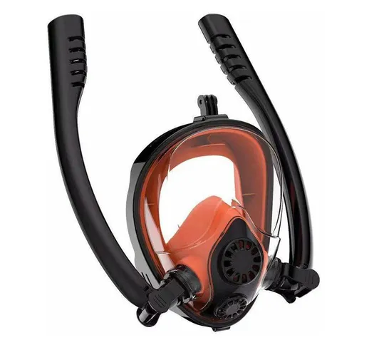 Maschera subacquea, maschera da snorkeling a pieno facciale a 180 ° visibile con doppio bo...