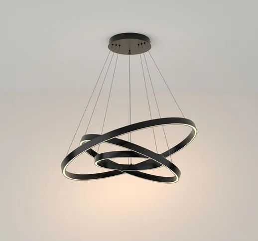 Maytoni Lighting - Maytoni Rim Plafoniera led moderna integrata a triplo anello nera, 80cm...