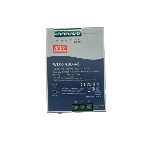 MeanWell WDR-480-48 Alimentatore Slim din Rail 480W 48V 10A Input 180-550V