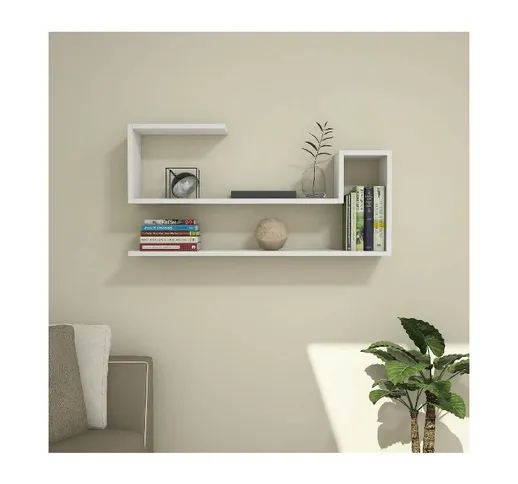 Mensola Airy da Parete, Ripiano, Porta Libri - da Salotto, Ufficio - Bianco in Legno, 100...