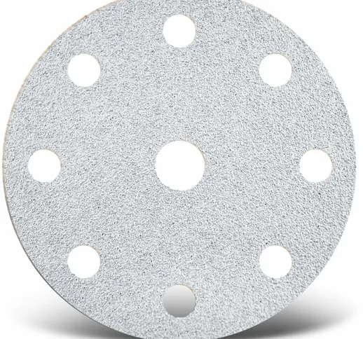  White Dischi abrasivi velcrati, 150 mm, 9 fori, p. Levigatrici rotorbitali (50 Pz.) G60