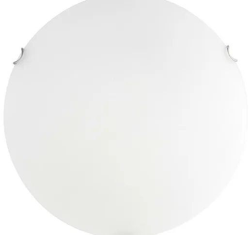 Dearborn 30cm Plafoniera a Filo Vetro Bianco Satinato Metallo Cromo led E27 - Merano