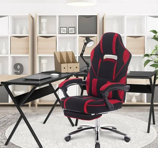 sedia Gaming altezza rivestimento in tessuto Sedia da ufficio regolabile rosso - Mercatoxl