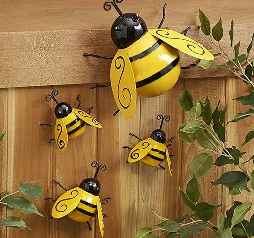 Metal Bumble Bee Decorations, Garden Wall Art Bee 3d Scultura Ornamento, Bumble Bee Metal...