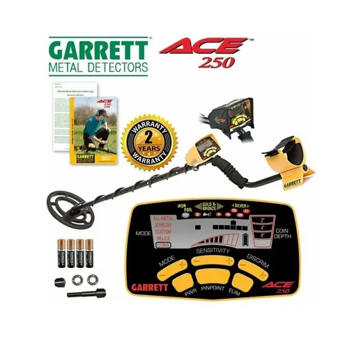 Garrett metal detector Ace 250 cerca metalli originale usa + Cover anti pioggia