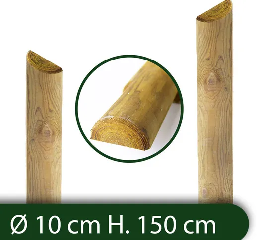 Nextradeitalia - mezzi pali in legno cm 10 lunghezza cm 150 h per recinzione trattati impr...