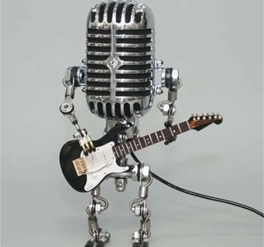 Zqyrlar - Microfono Robot Lampada Chitarra, Retro Cool Cute Fun Steampunk Comodino Lampada...