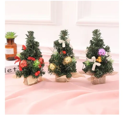 Mini albero di Natale artificiale con decorazioni trilocale 20 cm Alto albero di Natale ad...