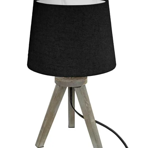 Mini lampada nera in legno e treppiedi - altezza 31 cm Atmosphera créateur d'intérieur - N...
