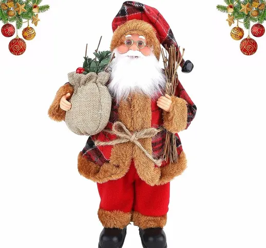 Mini statuina tradizionale di Babbo Natale in piedi Decorazione natalizia rossa Ornamento...